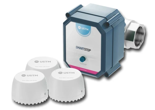 SMARTSTOP1 : Zawór antyzalaniowy 1 cal WiFi na cały dom + 3 czujniki SMARTSTOP1 : Zawór antyzalaniowy 1 cal WiFi na cały dom + 3 czujniki