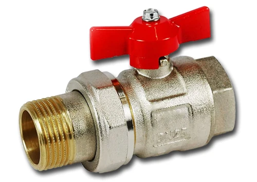 Niklowany, metalowy, zawór kulowy ze śrubunkiem 1 cal - GW/GZ Niklowany, metalowy, zawór kulowy ze śrubunkiem 1 cal - GW/GZ